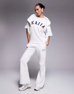 Kaiia Oversized Logo Hoodie And Wide Leg Jogger Co-ord In Grey Marl -Kaiia Online Shop 204940510 1 greymarl 1