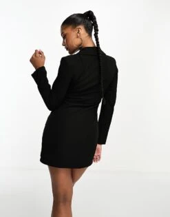 Kaiia Tailored Cut Out Tie Front Mini Blazer Dress In Black For Women -Kaiia Online Shop 205120710 4