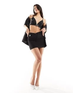 Kaiia Diamante Padlock Mini Skirt Co-ord In Black For Women