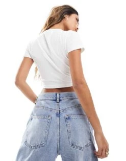 Kaiia Fitted Baby T-shirt In White For Women -Kaiia Online Shop 205561644 4