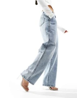 Kaiia Wide Leg Jeans In Light Blue Wash For Women -Kaiia Online Shop 205804879 1 bluewash 1
