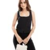 Kaiia Contrast Edge Waistcoat In Monochrome For Women Black/white -Kaiia Online Shop 205859097 1 blackwhite