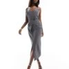 Kaiia Tailored Buckle Detail Cami Midaxi Dress In Charcoal For Women -Kaiia Online Shop 205859157 1 charcoal