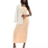 Kaiia Textured Bandeau Maxi Dress In Peach For Women