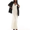 Kaiia Cami Contrast Edge Open Tie Back Maxi Dress In Cream For Women Cream/black