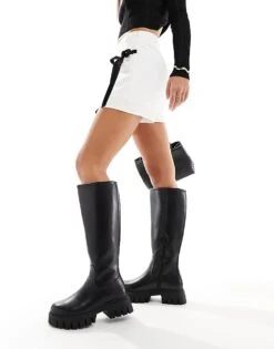 Kaiia Contrast Bow Detail Skort In White For Women White/black -Kaiia Online Shop 205877821 4