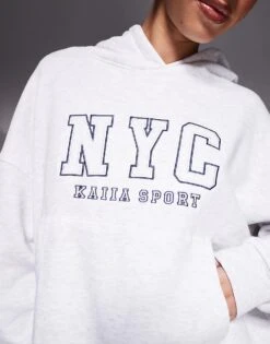 Kaiia Sport NYC Oversized Hoodie In Grey Marl For Women -Kaiia Online Shop 205901269 3