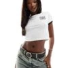 Kaiia Fitted Logo Contrast Trim Baby Tee In White For Women -Kaiia Online Shop 205901431 1 white