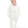 Kaiia Studio Logo Oversized Hoodie Co-ord In White For Women Vanilla