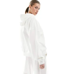 Kaiia Studio Logo Oversized Hoodie Co-ord In White For Women Vanilla -Kaiia Online Shop 205901554 3
