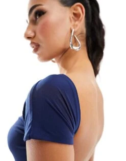 Kaiia Slinky Low Back Top Co-ord In Blue For Women -Kaiia Online Shop 205935673 4