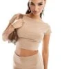 Kaiia Slinky Low Back Top Co-ord In Camel For Women
