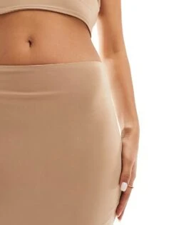 Kaiia Slinky Column Maxi Skirt Co-ord In Camel For Women -Kaiia Online Shop 205935898 3