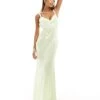 Kaiia Satin Cross Back Maxi Dress In Lemon For Women Yellow -Kaiia Online Shop 206011341 1 yellow