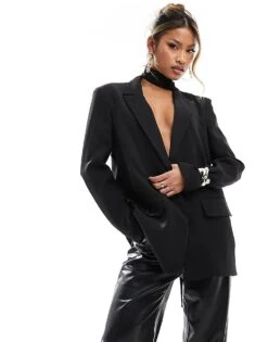 Kaiia Scarf Detail Blazer In Black For Women