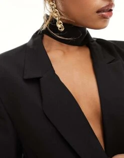 Kaiia Scarf Detail Blazer In Black For Women -Kaiia Online Shop 206015437 3