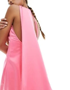 Kaiia Satin Scarf Detail Maxi Dress In Pink For Women -Kaiia Online Shop 206027063 3