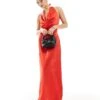 Kaiia Satin Cowl Neck Maxi Dress In Red For Women -Kaiia Online Shop 206027084 1 red