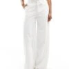 Kaiia Tailored Tie Detail Wide Leg Trousers In White For Women -Kaiia Online Shop 206027293 1 white