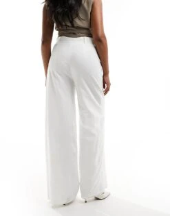 Kaiia Tailored Tie Detail Wide Leg Trousers In White For Women -Kaiia Online Shop 206027293 5