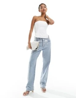 Kaiia Structured Corset Top In White For Women -Kaiia Online Shop 206027323 2