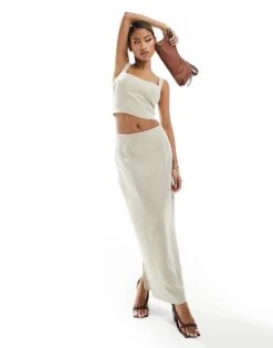 Kaiia Tailored Structured Top And Maxi Skirt Co-ord In Beige -Kaiia Online Shop 206027393 1 beige 1