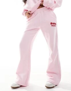 Kaiia Design Bubble Logo Wide Leg Joggers Co-ord In Pink And Red For Women -Kaiia Online Shop 206078057 4