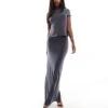 Kaiia Slinky T-shirt, Bandeau Top And Maxi Skirt Co-ord In Charcoal -Kaiia Online Shop 206128316 group 1