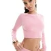 Kaiia Slinky Long Sleeve Low Back Top Co-ord In Pink For Women -Kaiia Online Shop 206153131 1 pink