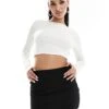 Kaiia Slinky Long Sleeve Low Back Top In White For Women 2 Kaiia Slinky Long Sleeve Low Back Top In White For Women -Kaiia Online Shop 206153257 1 white