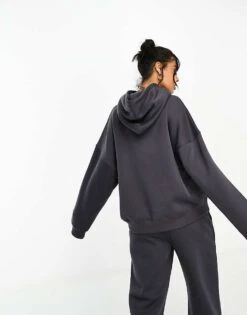 Kaiia Logo Oversized Hoodie Co-ord In Dark Grey For Women -Kaiia Online Shop 206178799 3