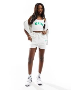 Kaiia Logo Sweat Shorts Co-ord In White For Women 13 Kaiia Logo Sweat Shorts Co-ord In White For Women -Kaiia Online Shop 206182827 1 white 1