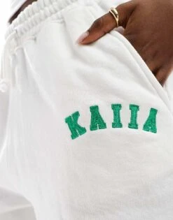 Kaiia Logo Sweat Shorts Co-ord In White For Women 11 Kaiia Logo Sweat Shorts Co-ord In White For Women -Kaiia Online Shop 206182827 4