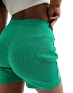 Kaiia Ribbed Legging Shorts In Green For Women -Kaiia Online Shop 206182845 5