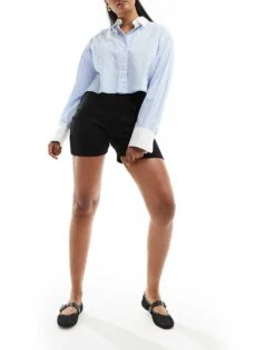 Kaiia Ribbed Legging Shorts In Black For Women -Kaiia Online Shop 206182870 4