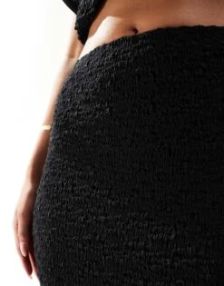 Kaiia Textured Column Maxi Skirt Co-ord In Black For Women -Kaiia Online Shop 206186575 3