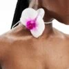 Kaiia Tropical Flower Choker In White And Purple For Women White Purple -Kaiia Online Shop 206186976 1 whitepurple