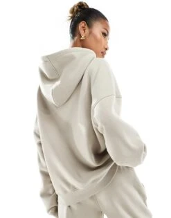 Kaiia Logo Oversized Hoodie Co-ord In Stone For Women -Kaiia Online Shop 206192200 4