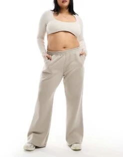 Kaiia Plus Wide Leg Joggers In Stone For Women