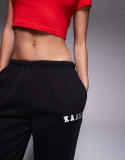 Kaiia Wide Leg Joggers In Black For Women -Kaiia Online Shop 206192438 4