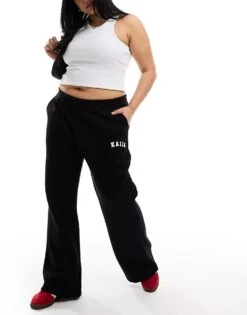 Kaiia Plus Wide Leg Joggers In Black For Women