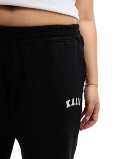 Kaiia Plus Wide Leg Joggers In Black For Women -Kaiia Online Shop 206192547 4
