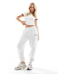 Kaiia Petite Cuffed Joggers In Light Grey For Women Grey Marl -Kaiia Online Shop 206192738 5