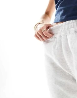 Kaiia Petite Wide Leg Joggers In Light Grey For Women Grey Marl -Kaiia Online Shop 206192751 4