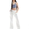 Kaiia Tall Wide Leg Joggers In Light Grey For Women Grey Marl