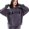 Kaiia Plus Logo Oversized Hoodie Co-ord In Dark Grey For Women -Kaiia Online Shop 206193270 1 darkgrey