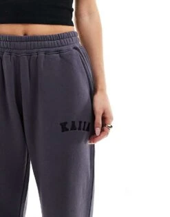 Kaiia Petite Wide Leg Joggers In Dark Grey For Women -Kaiia Online Shop 206193390 3