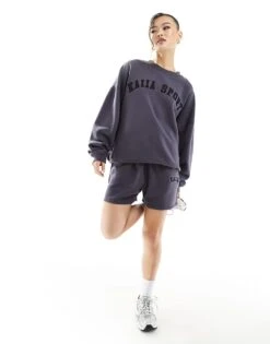 Kaiia Logo Sweatshirt Co-ord In Dark Grey For Women -Kaiia Online Shop 206193440 4