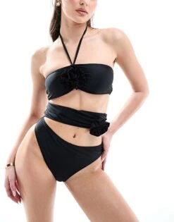 Kaiia Halterneck Cut Out Corsage Detail Swimsuit In Black For Women -Kaiia Online Shop 206242423 1 black 1