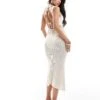 Kaiia Knitted Sleeveless Low Back Beach Dress In Cream For Women